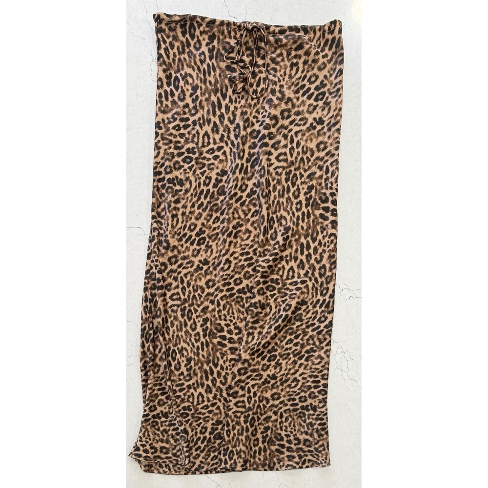 Molly Green Brown Black Leopard Animal Print Maxi Skirt Womens Small